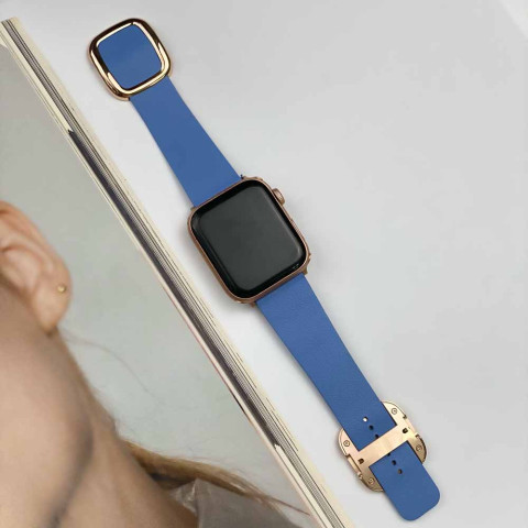 Кожаный ремешок Modern Buckle Leather для Apple Watch 38/40/41mm Gold/Cape cod blue